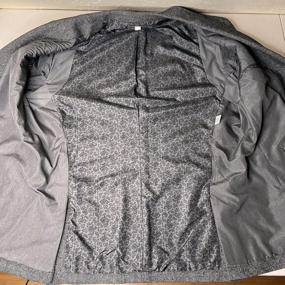 Joseph Abboud Blazer Mens XL Charcoal Gray Herringbone Wool Blend Lined - Picture 7 of 13